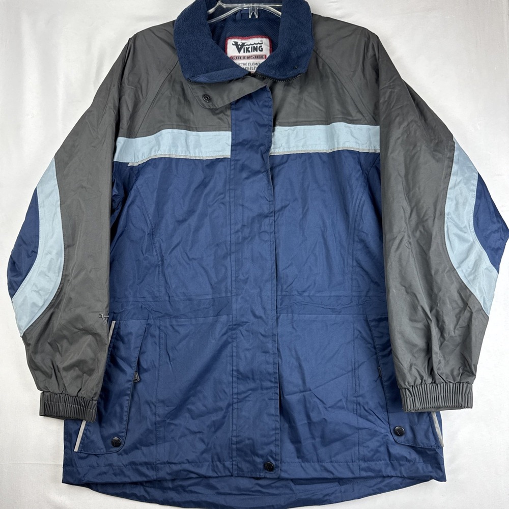 Viking Creekside Blue Windbreaker Jacket Size L Full Zip Button Vented Arms‎